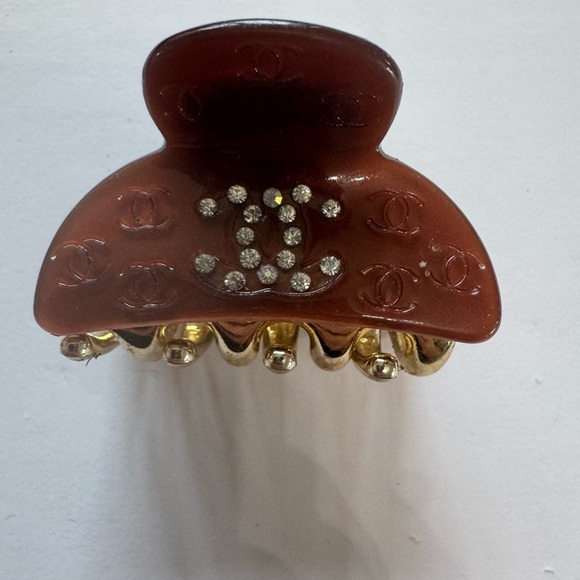 Accessories - Brown Hair Clip with Gold Accents